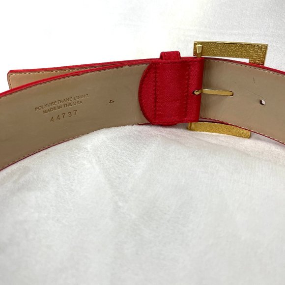 Auc ST.John NWOT Swarowski crystals wide silk/leather Red belt 44737 - Picture 9 of 11